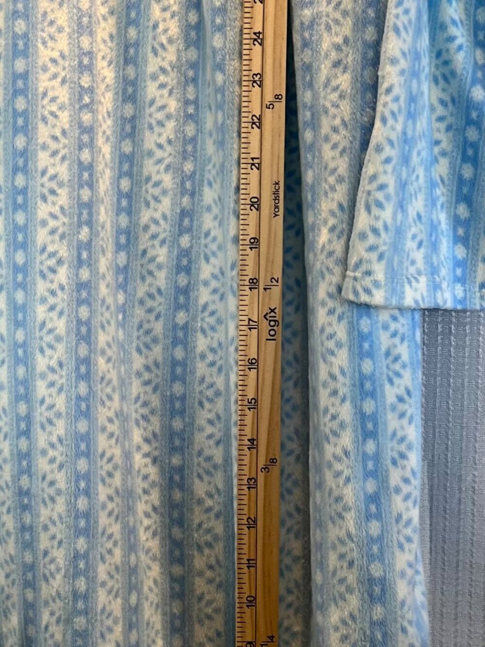 Vintage Simply Basic Blue Striped Floral Super Soft Fleece Nightgown size 2X - Picture 4 of 7